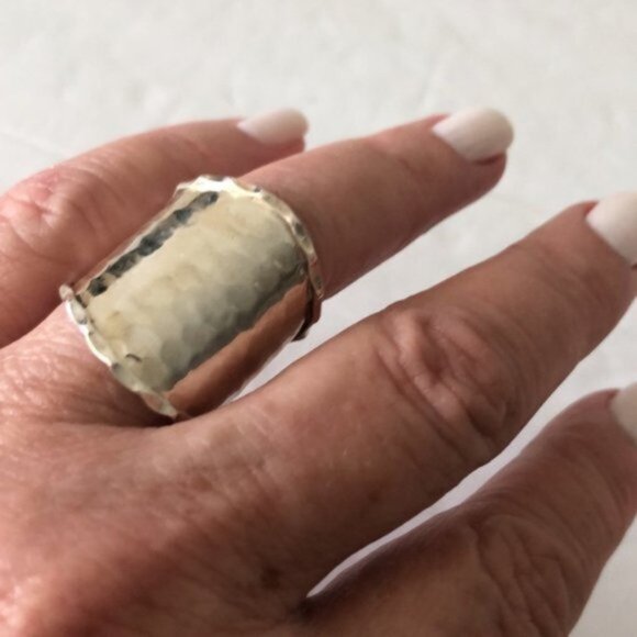 Seed & Sage ATI Sterling Silver 925 Wide Hammered Band Ring Mexico Sz. 9 - Picture 7 of 16